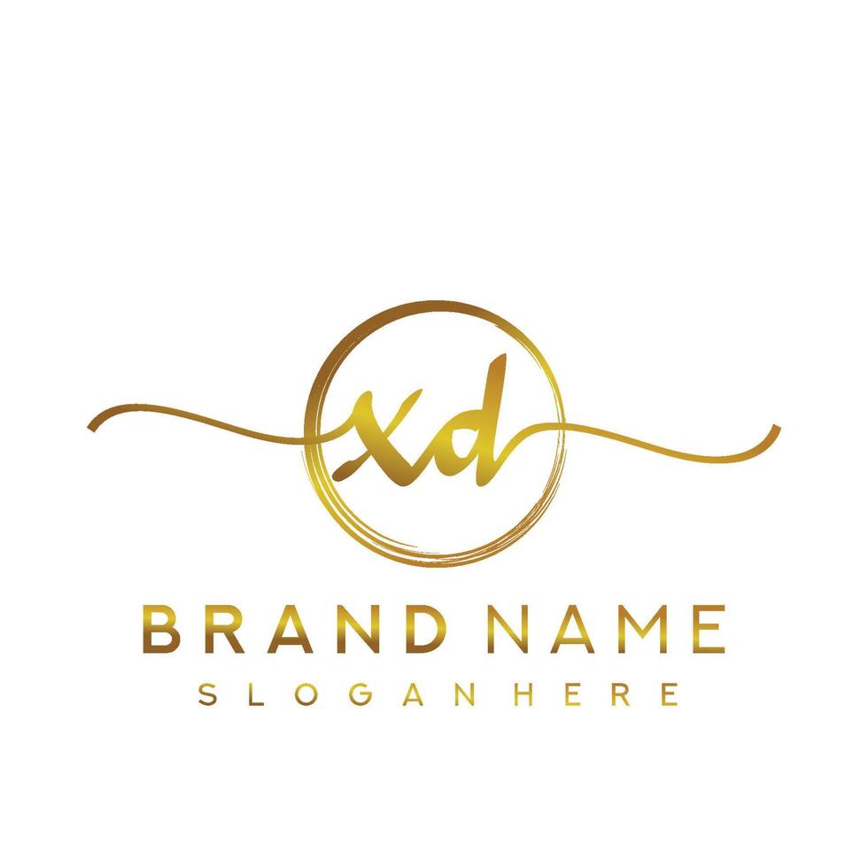 Initial XD handwriting logo with circle hand drawn template vector