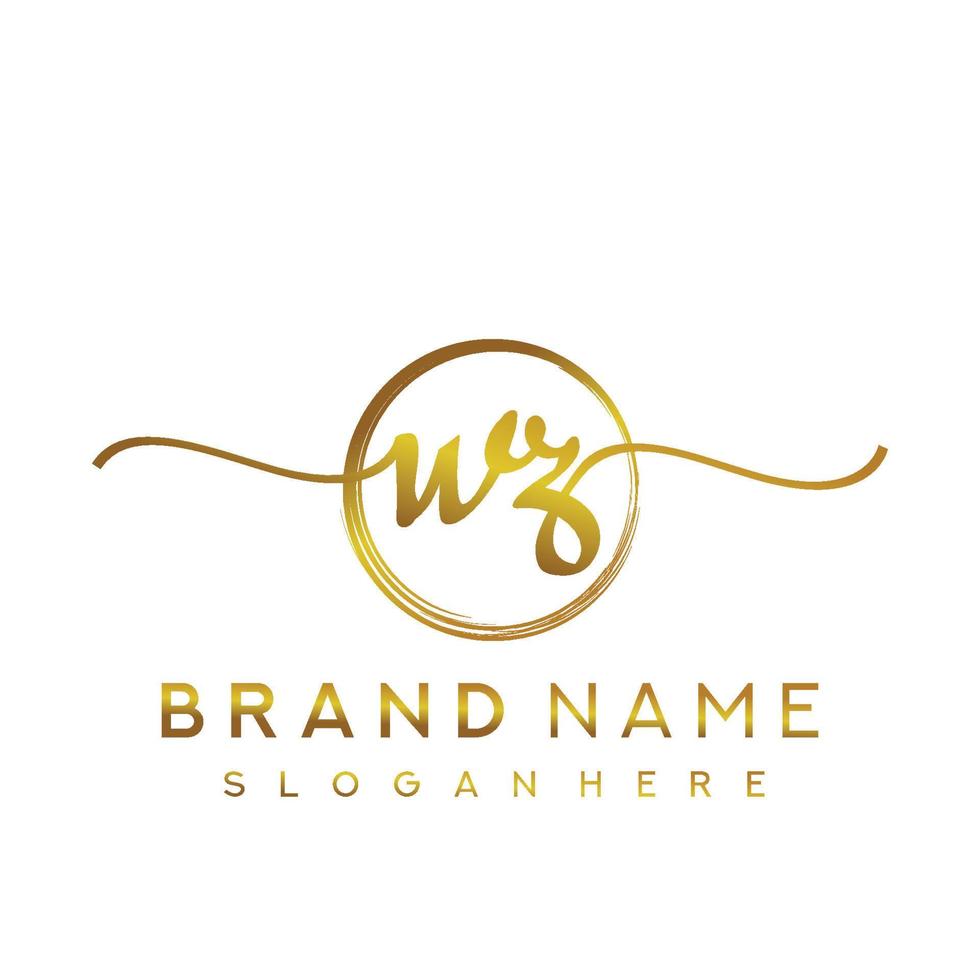 Initial WZ  handwriting logo with circle hand drawn template vector