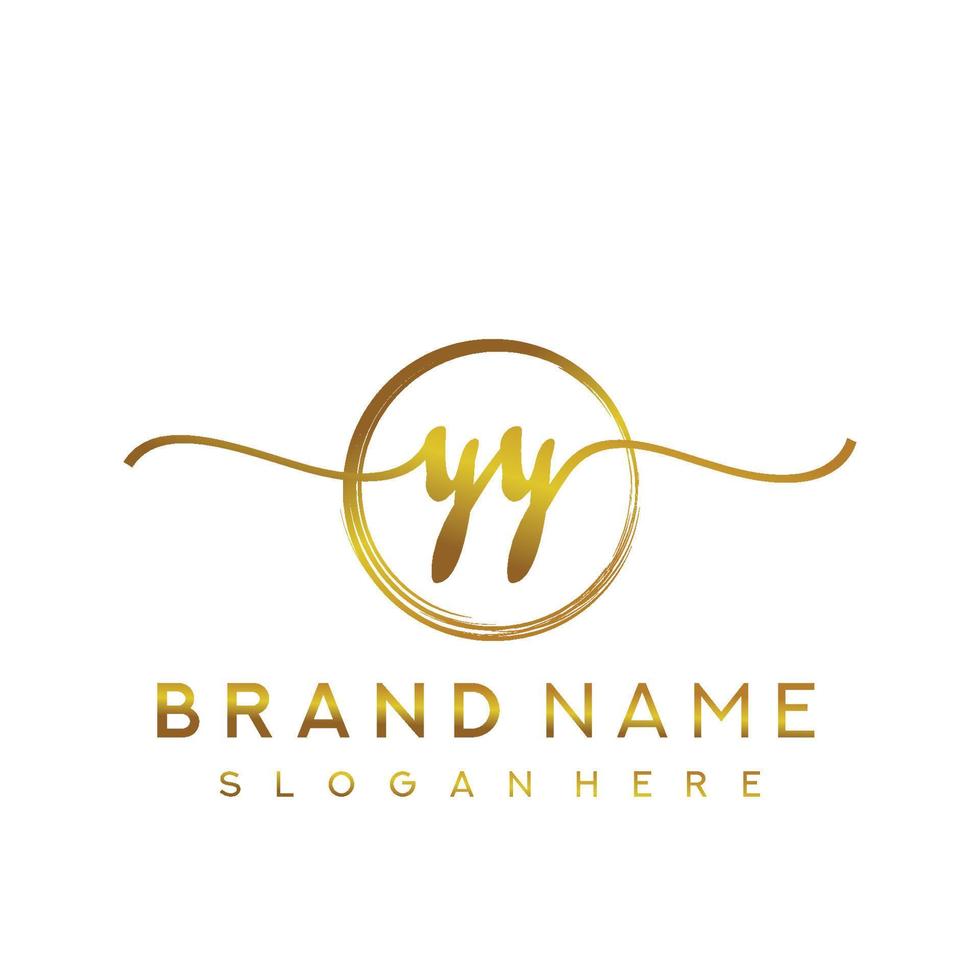 Initial YY handwriting logo with circle hand drawn template vector