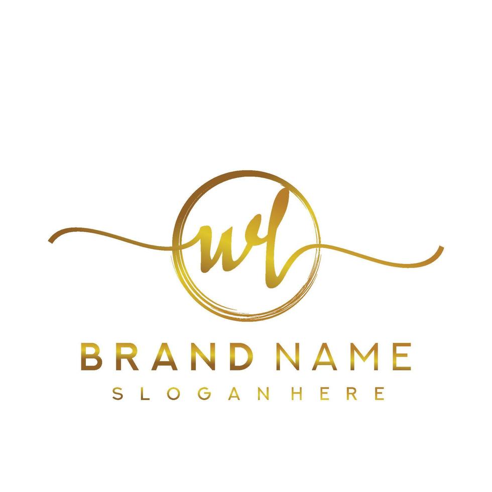 Initial WL handwriting logo with circle hand drawn template vector