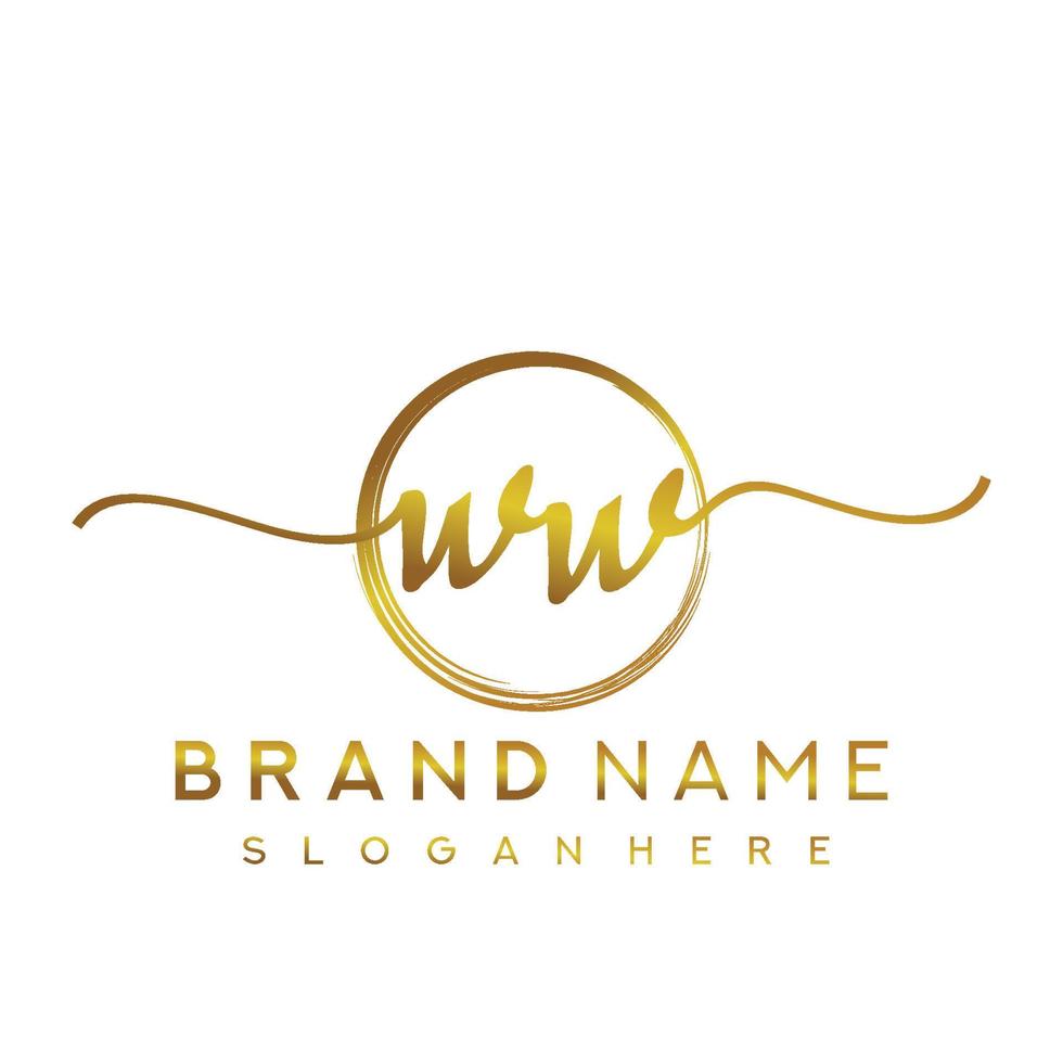 Initial WW handwriting logo with circle hand drawn template vector