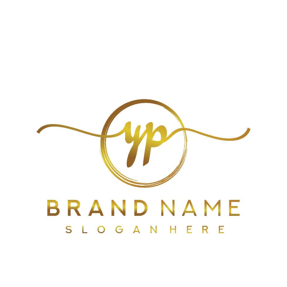 Initial YP handwriting logo with circle hand drawn template vector