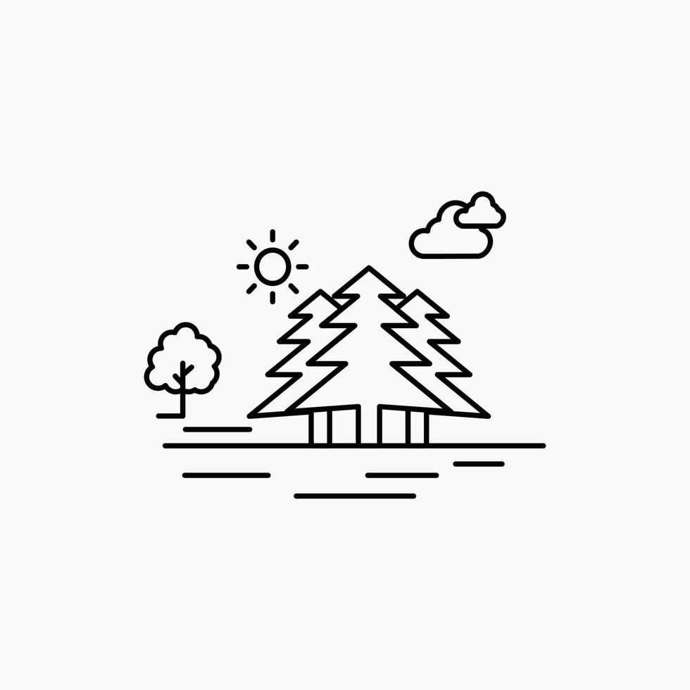 montaña, colina, paisaje, naturaleza, icono de línea de nubes. ilustración vectorial aislada vector