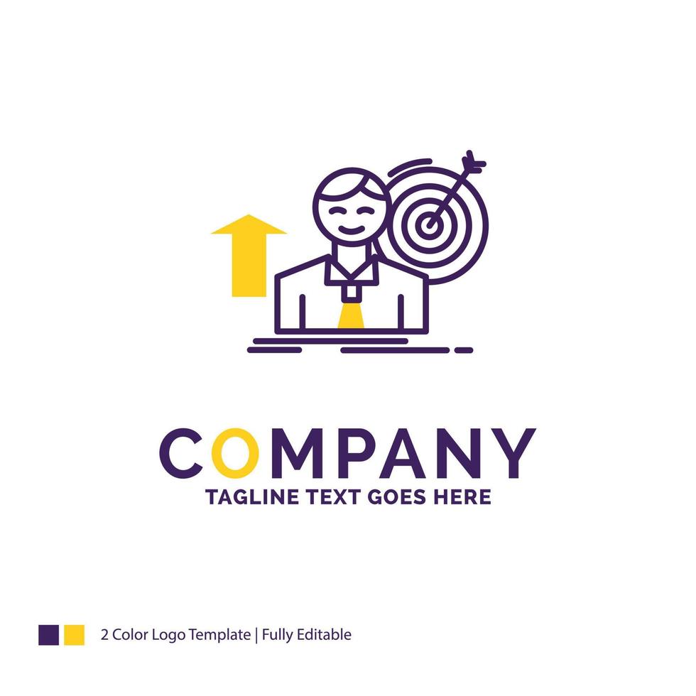 Company Name Logo Design For success, user, target, achieve, Growth. Purple and yellow Brand Name Design with place for Tagline. vector