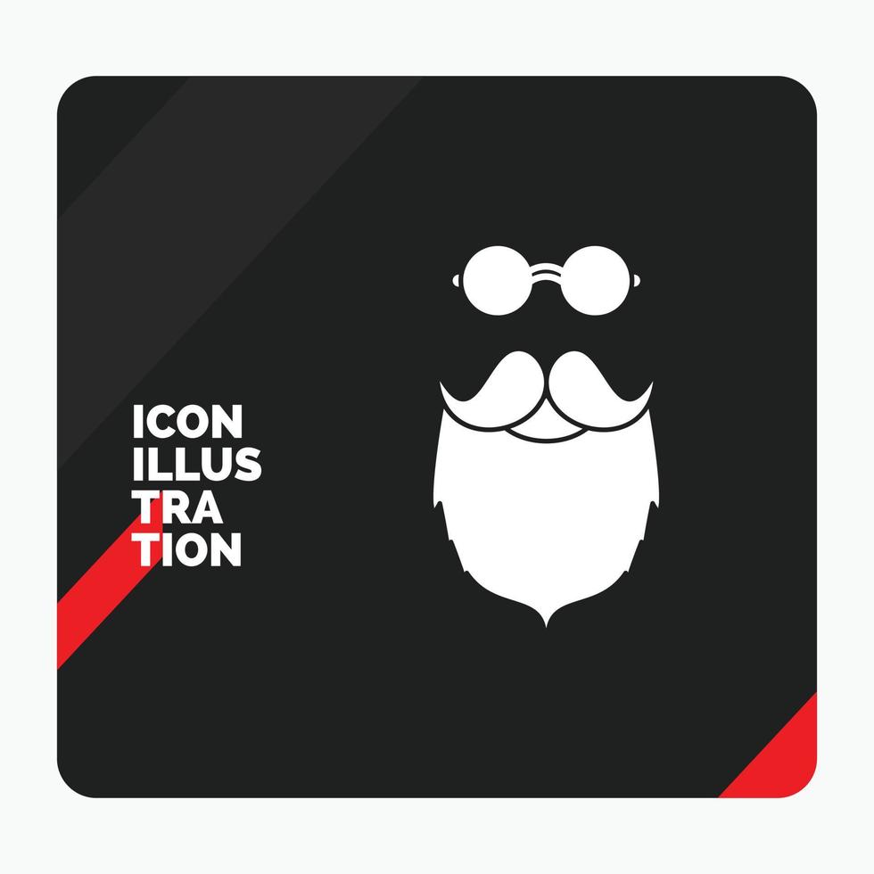 fondo de presentación creativa rojo y negro para bigote, hipster, movember, beared, icono de glifo de hombres vector