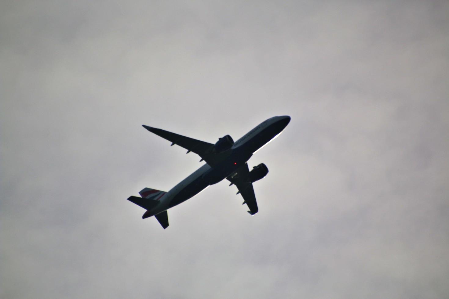 Manchester in the UK in October 2022. A Plane taking off from Manchester Airport photo