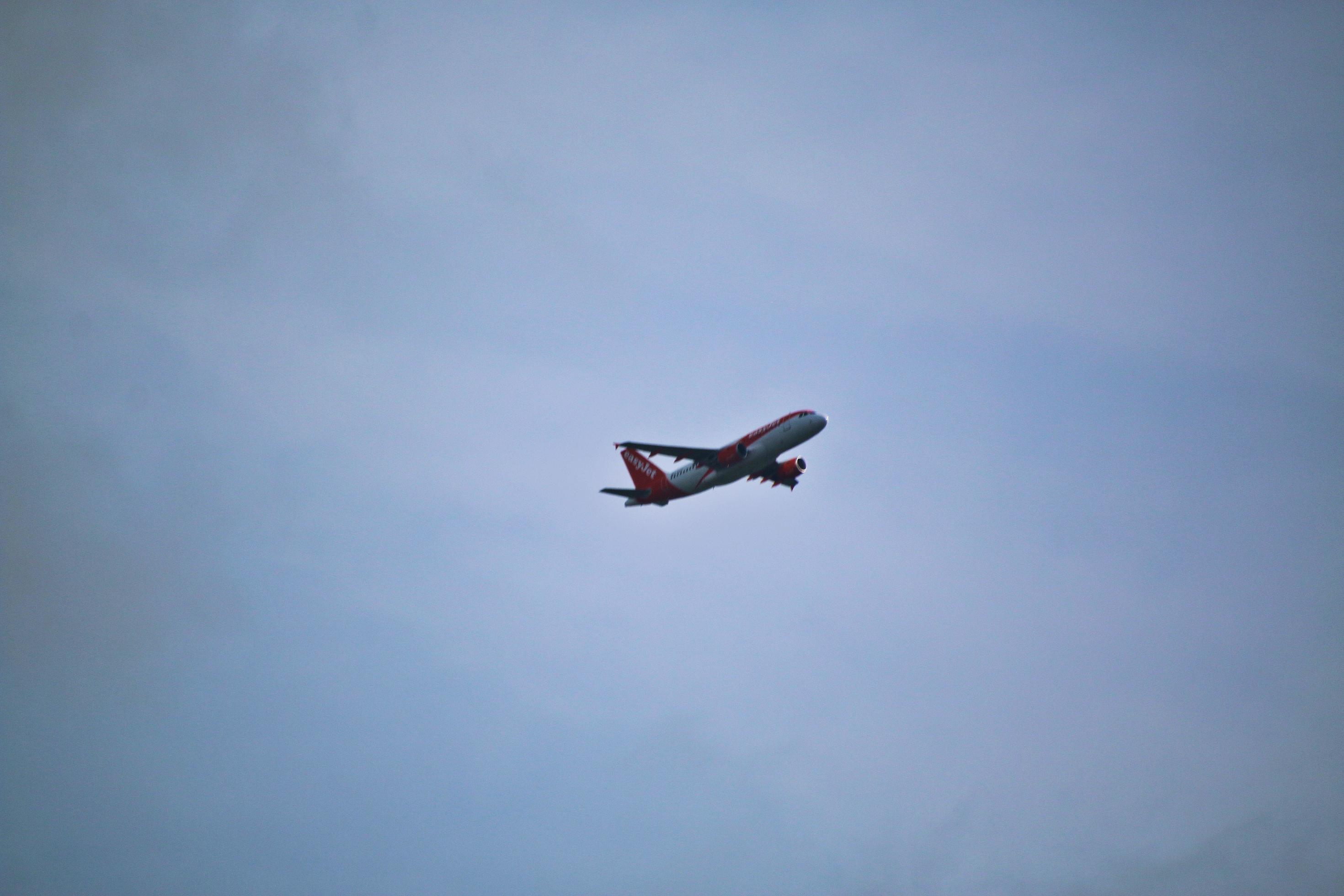 Manchester in the UK in October 2022. A Plane taking off from