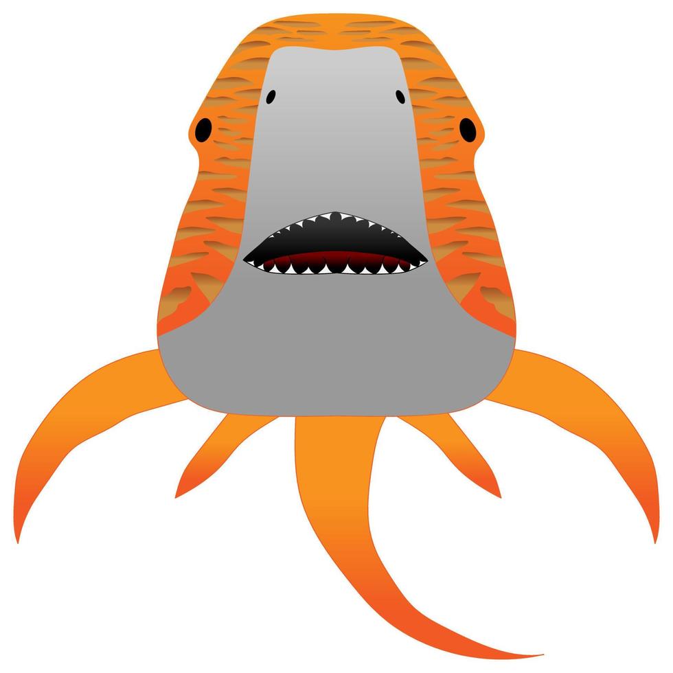 Great tiger shark isolated on white background. Vector cartoon close-up illustration.