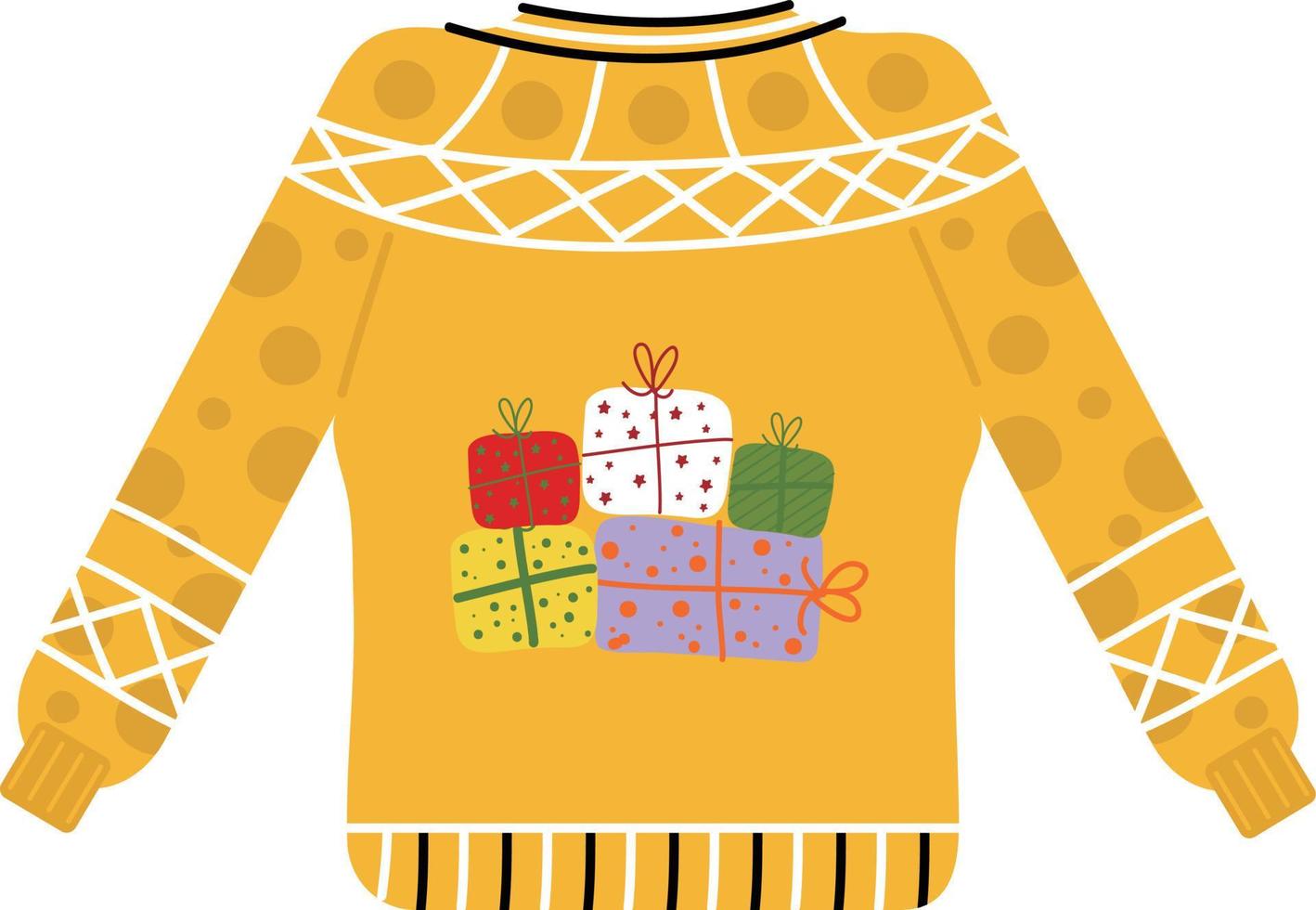 Christmas sweater. Garlands, flags, labels, bubbles, ribbons and stickers. Collection of Merry Christmas decorative icons. vector