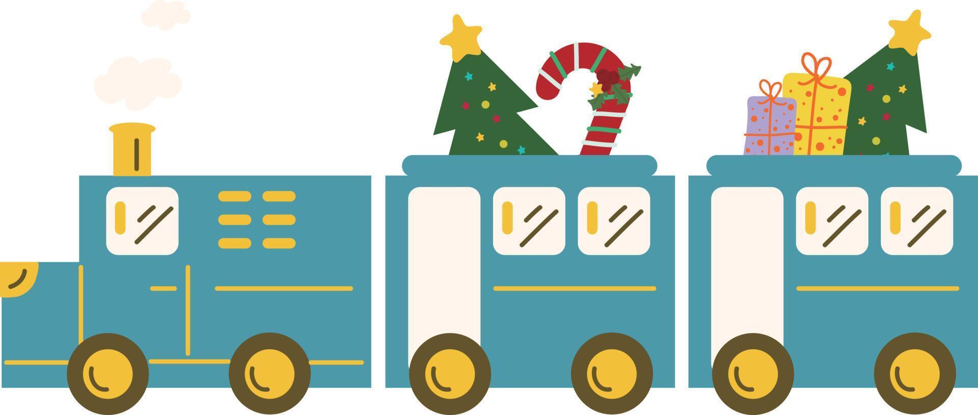 tren de navidad. guirnaldas, banderas, etiquetas, burbujas, cintas y pegatinas. colección de iconos decorativos de feliz navidad vector