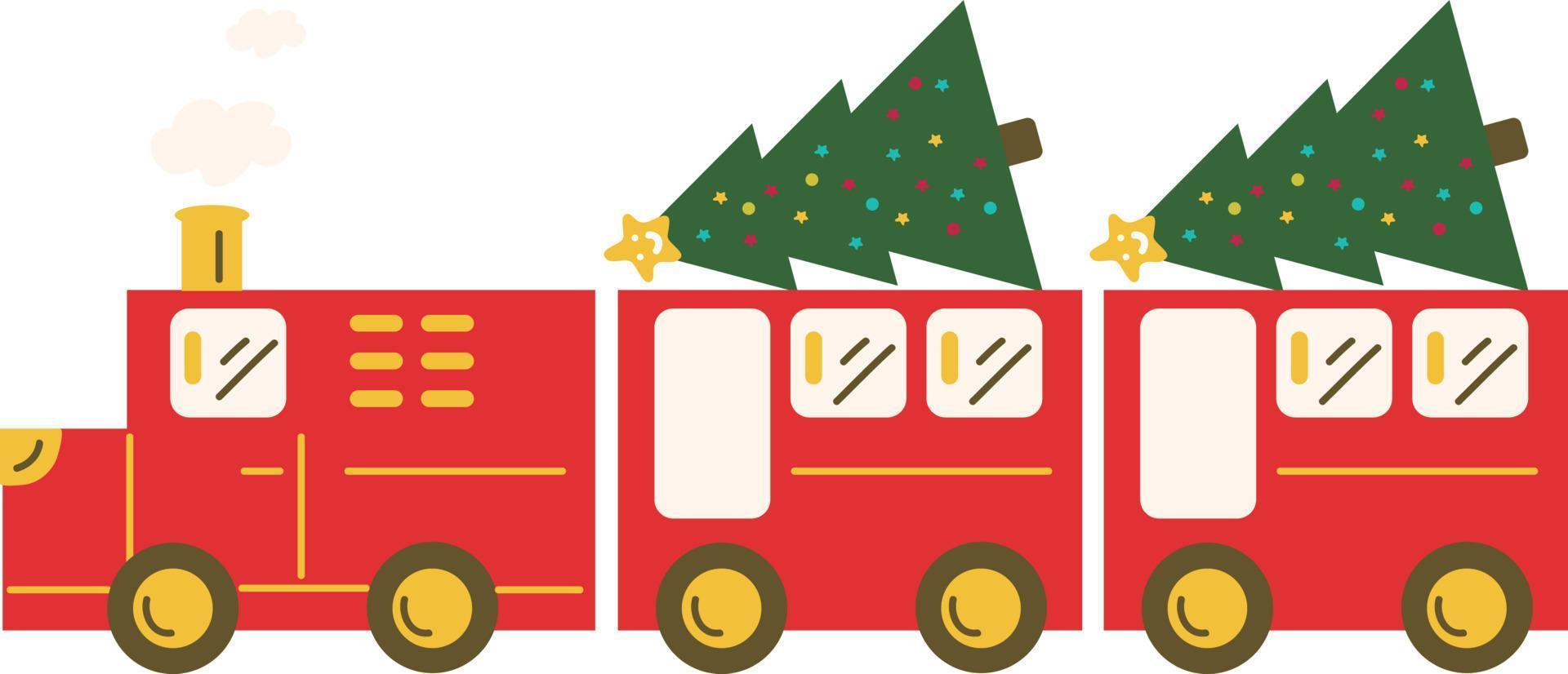 Christmas Train. Garlands, flags, labels, bubbles, ribbons and stickers. Collection of Merry Christmas decorative icons vector