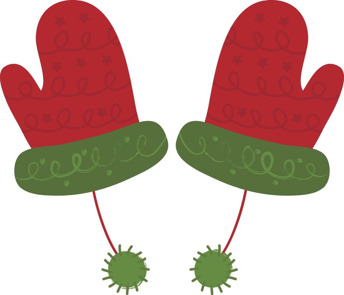 Christmas gloves. Garlands, flags, labels, bubbles, ribbons and stickers. Collection of Merry Christmas decorative icons vector