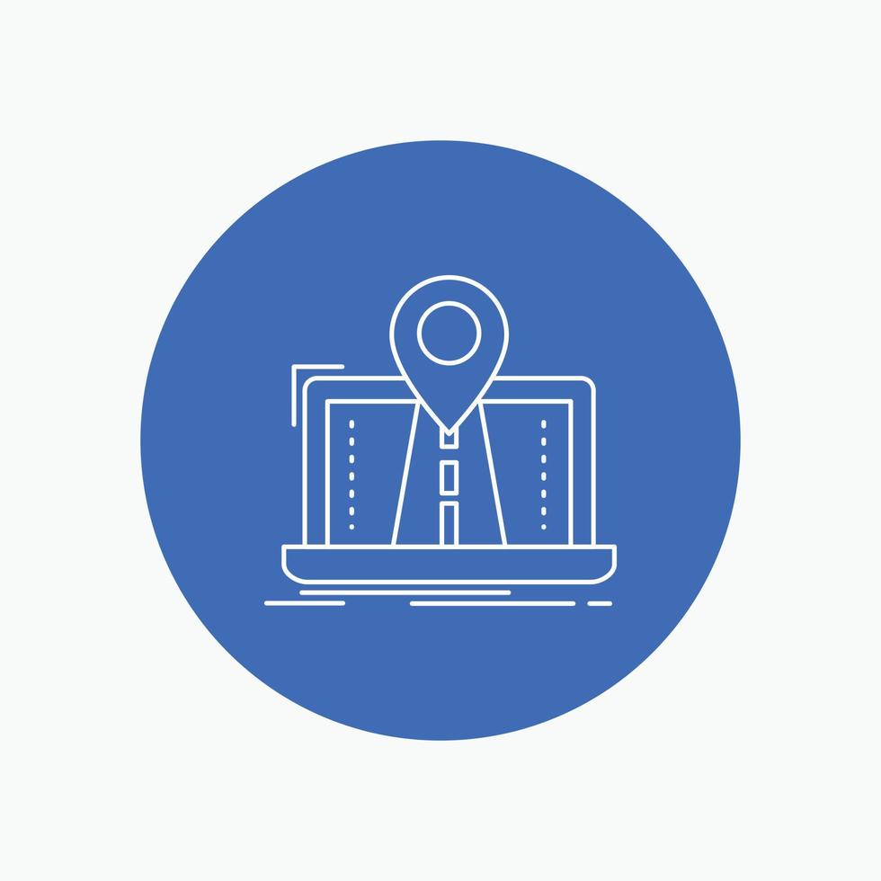 Navigation, Map, System, GPS, Route White Line Icon in Circle background. vector icon illustration