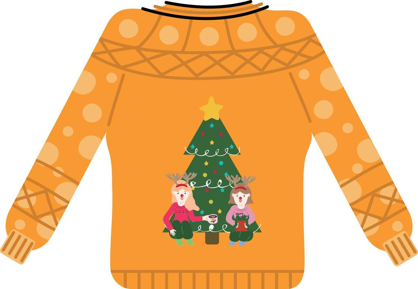 Christmas sweater. Garlands, flags, labels, bubbles, ribbons and stickers. Collection of Merry Christmas decorative icons. vector