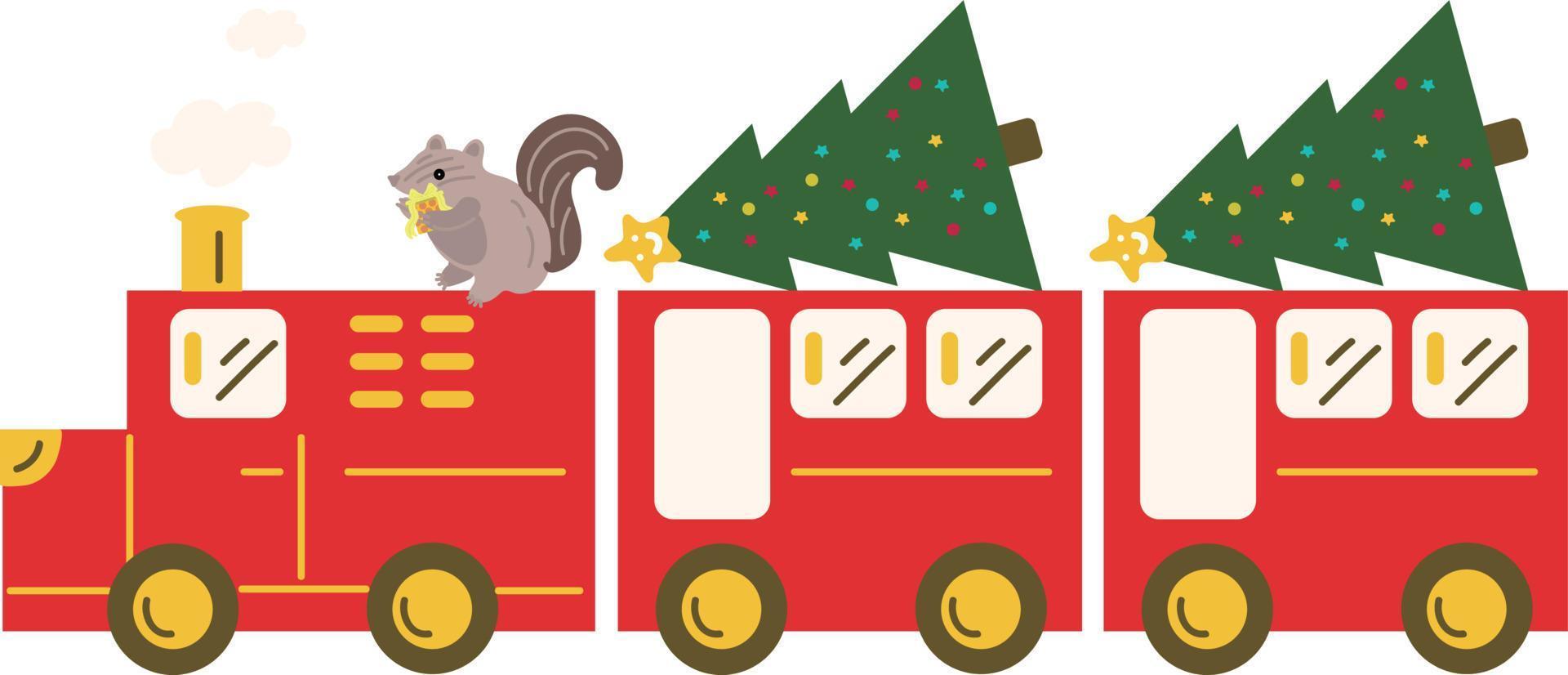 Christmas Train. Garlands, flags, labels, bubbles, ribbons and stickers. Collection of Merry Christmas decorative icons vector