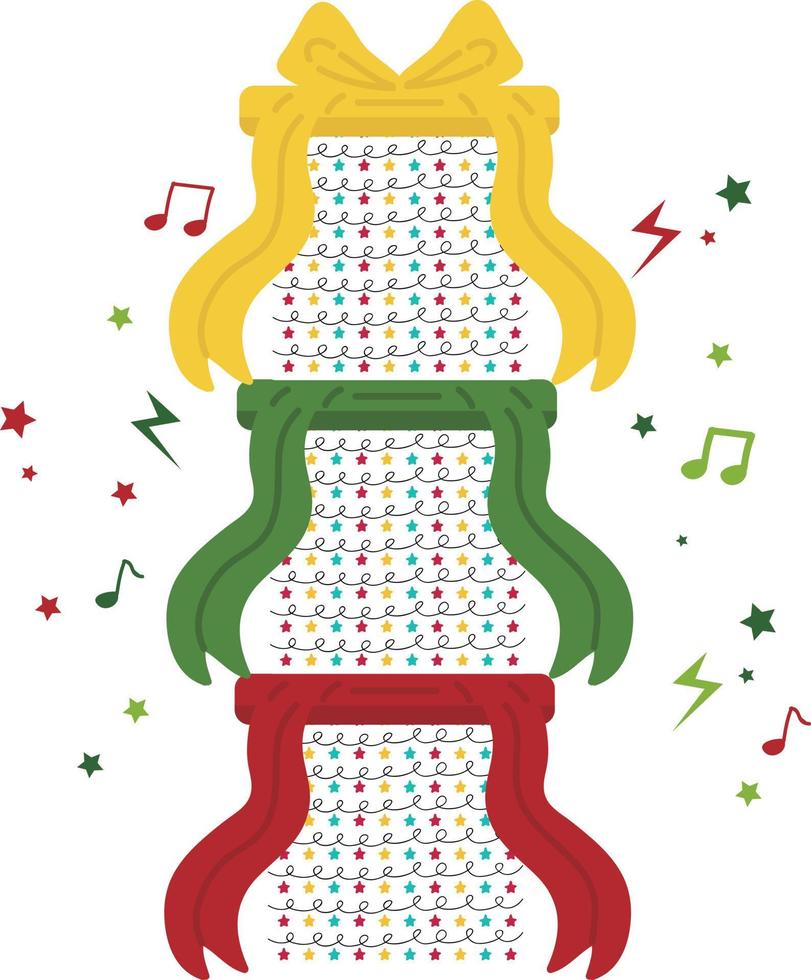 Christmas present. Garlands, flags, labels, bubbles, ribbons and stickers. Collection of Merry Christmas decorative icons vector
