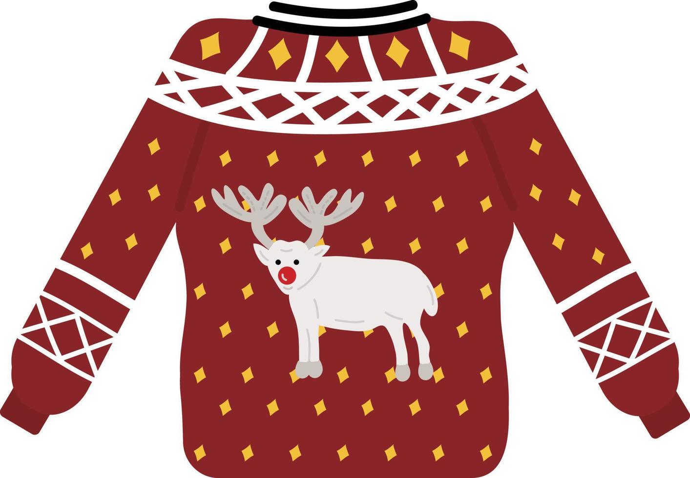 Christmas sweater. Garlands, flags, labels, bubbles, ribbons and stickers. Collection of Merry Christmas decorative icons. vector