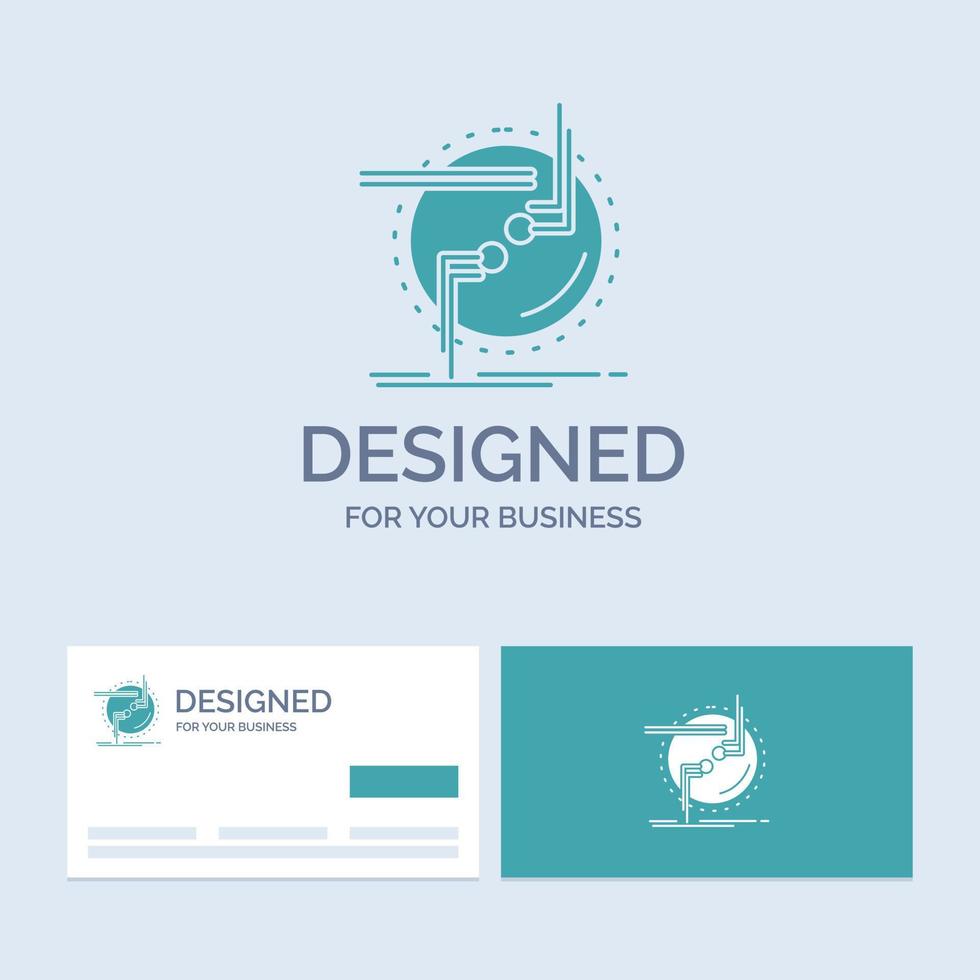 chain. connect. connection. link. wire Business Logo Glyph Icon Symbol for your business. Turquoise Business Cards with Brand logo template. vector