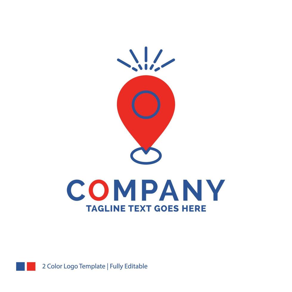 Company Name Logo Design For Location. Pin. Camping. holiday. map. Blue and red Brand Name Design with place for Tagline. Abstract Creative Logo template for Small and Large Business. vector