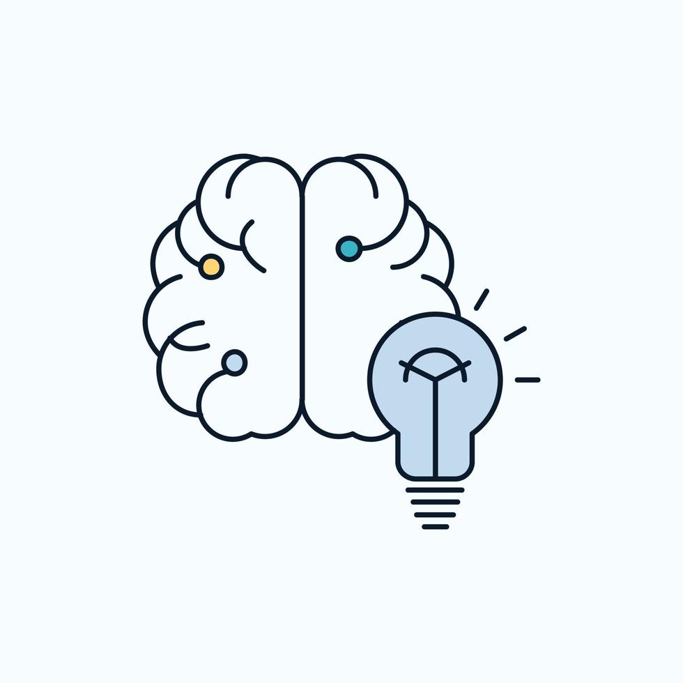idea. business. brain. mind. bulb Flat Icon. green and Yellow sign and symbols for website and Mobile appliation. vector illustration