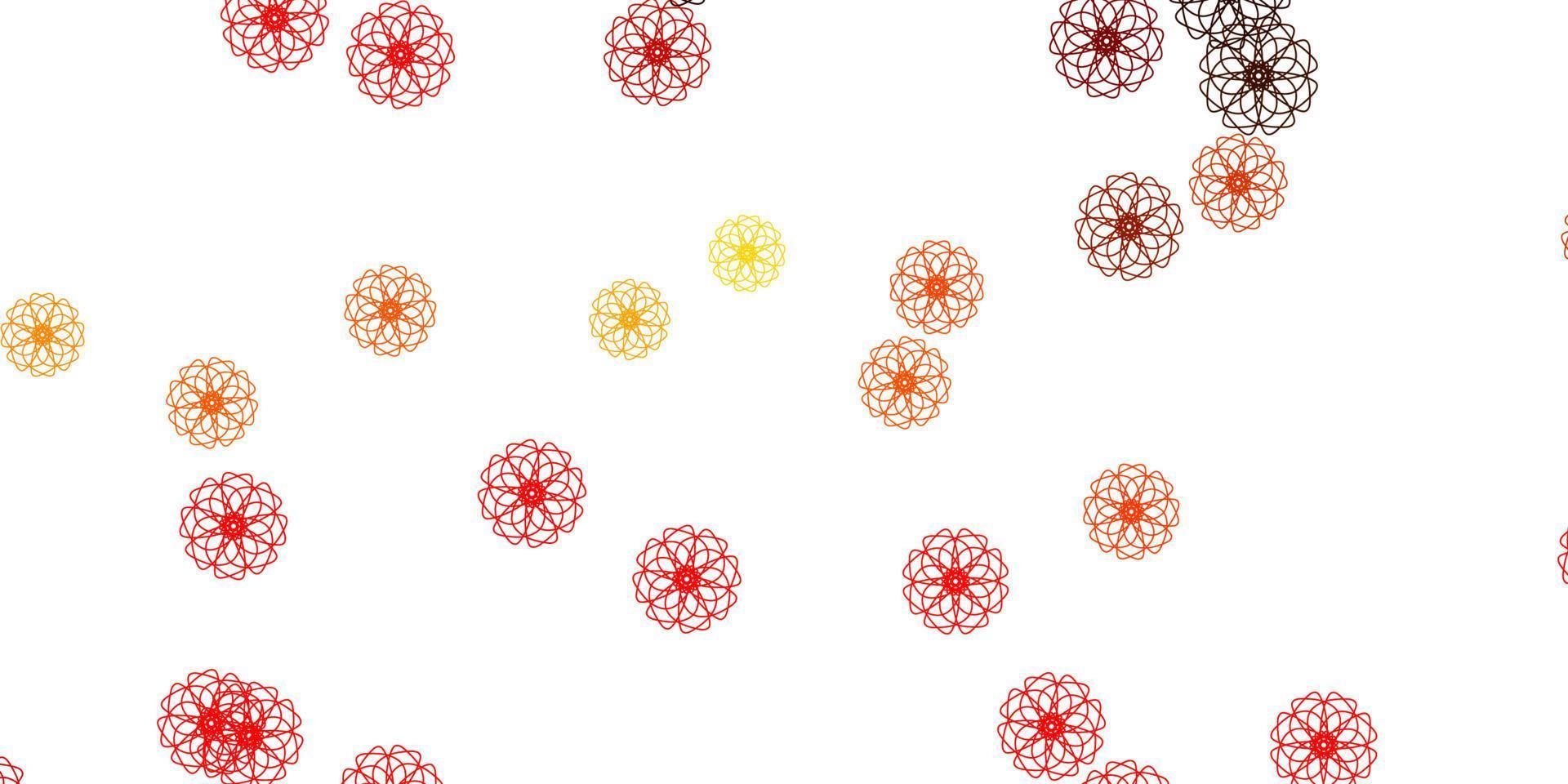 Light Orange vector doodle background with flowers.