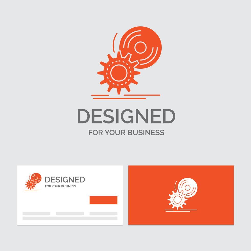 Business logo template for cd. disc. install. software. dvd. Orange Visiting Cards with Brand logo template. vector