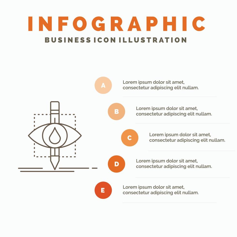 ecología. vigilancia. contaminación. investigar. plantilla de infografía científica para sitio web y presentación. icono de línea gris con ilustración de vector de estilo infográfico naranja