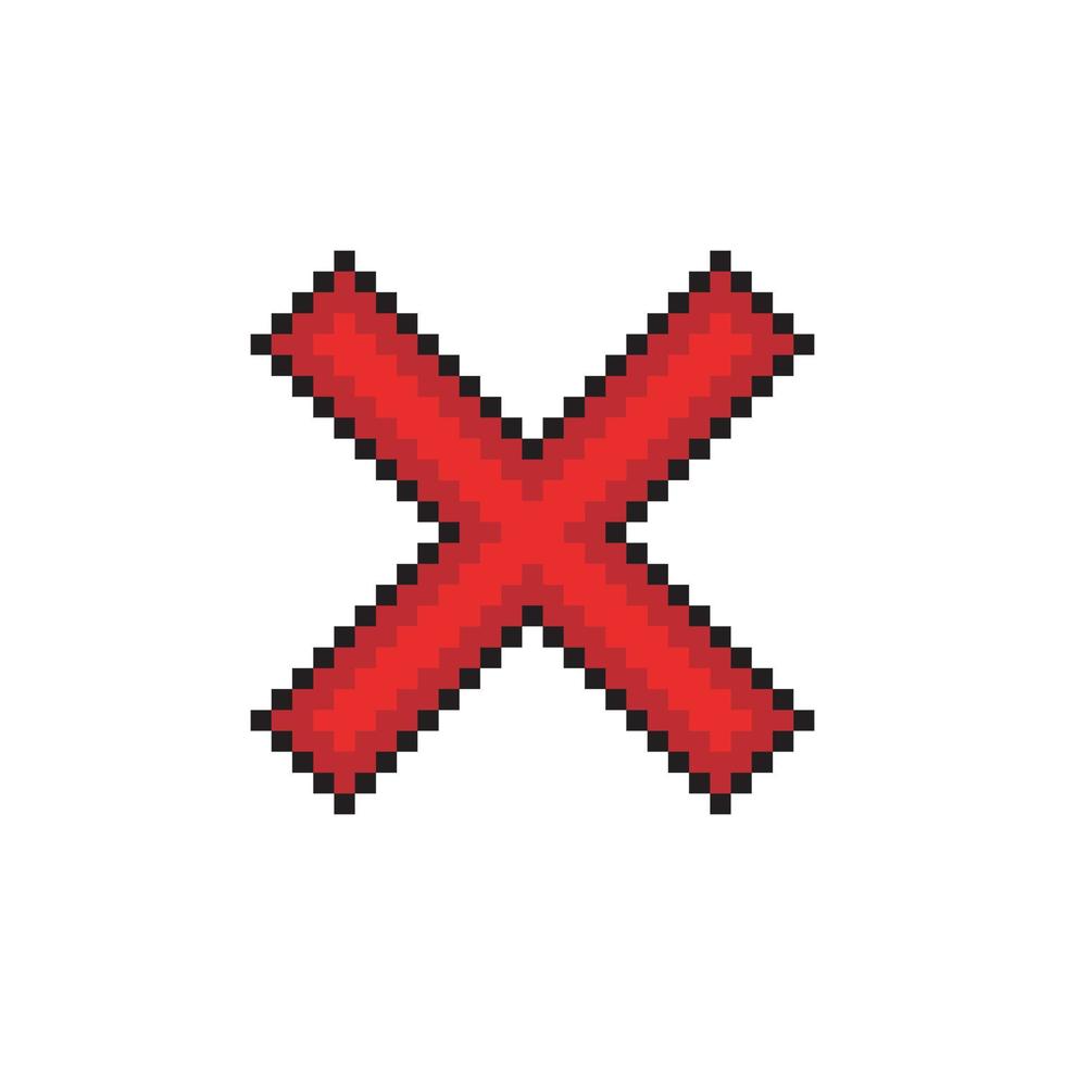 Cross mark icon vector illustration with pixel art.