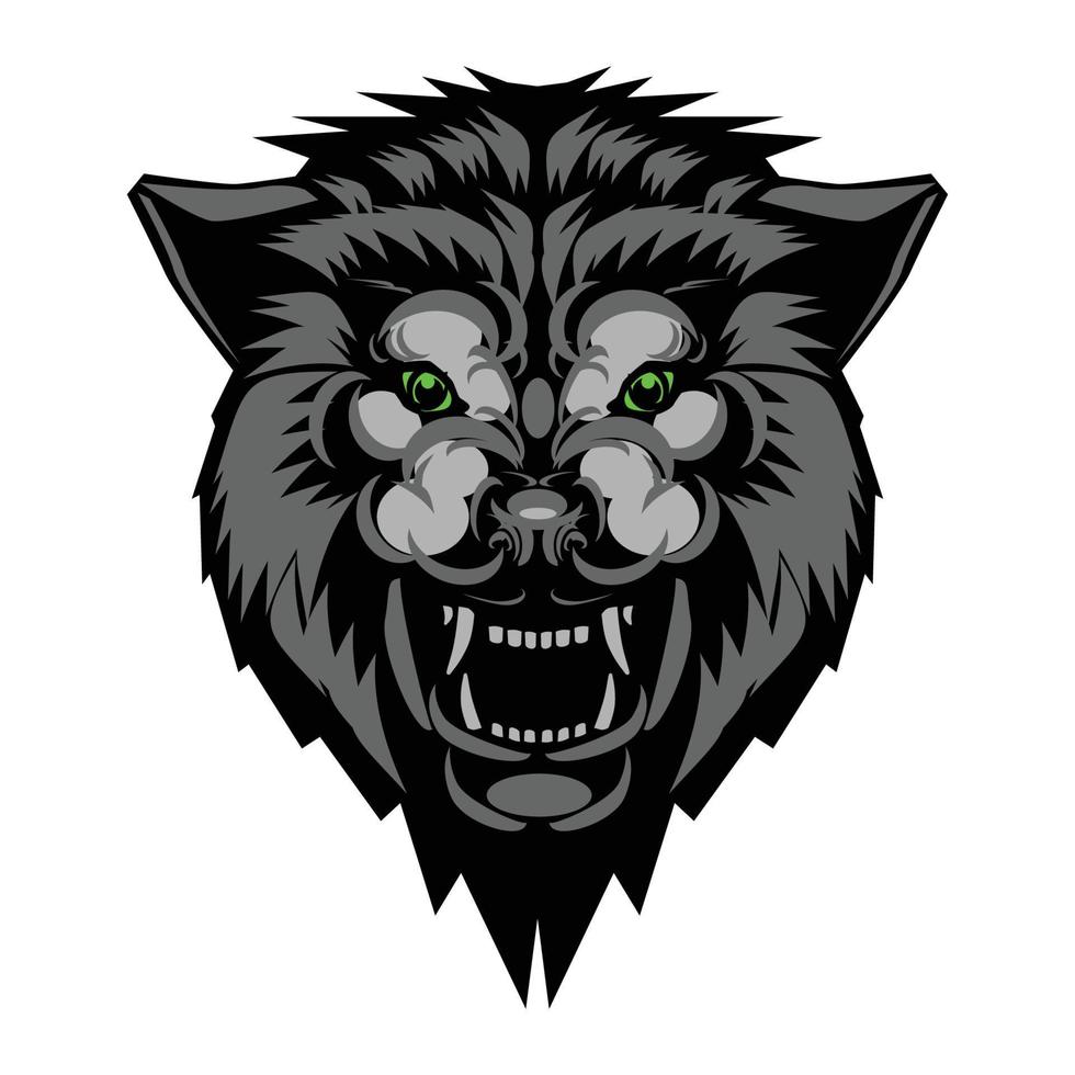 Aggressive Wolf Mascot Stock Illustration. Can Be Used For T-shirt Print, Mug Print, Pillows, Fashion Print Design, Kids Wear, Baby Shower, Greeting And Postcard. T-shirt Design vector