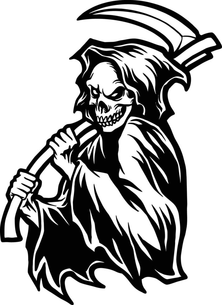 Grim Reaper Skull Drawing Silhouette Vector illustrations for your work Logo, mascot merchandise t-shirt, stickers and Label designs, poster, greeting cards advertising business company or brands.
