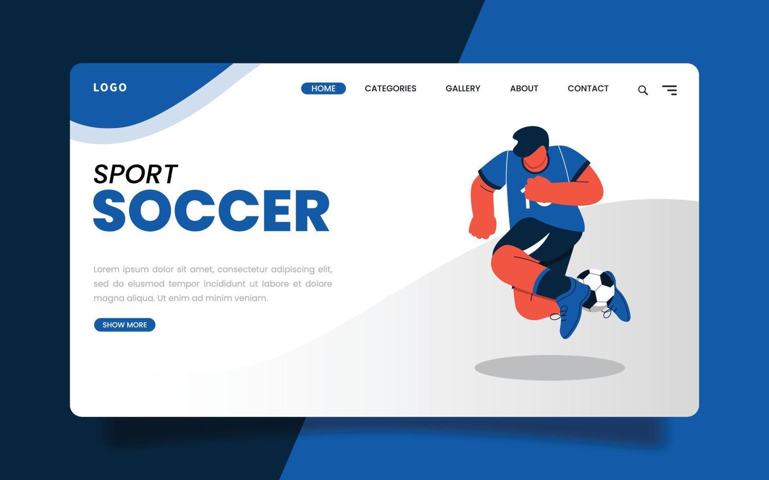 Landing Page - Illustration of a soccer player holding a freestyle ball to pass an opponent. One of the techniques of playing soccer. vector