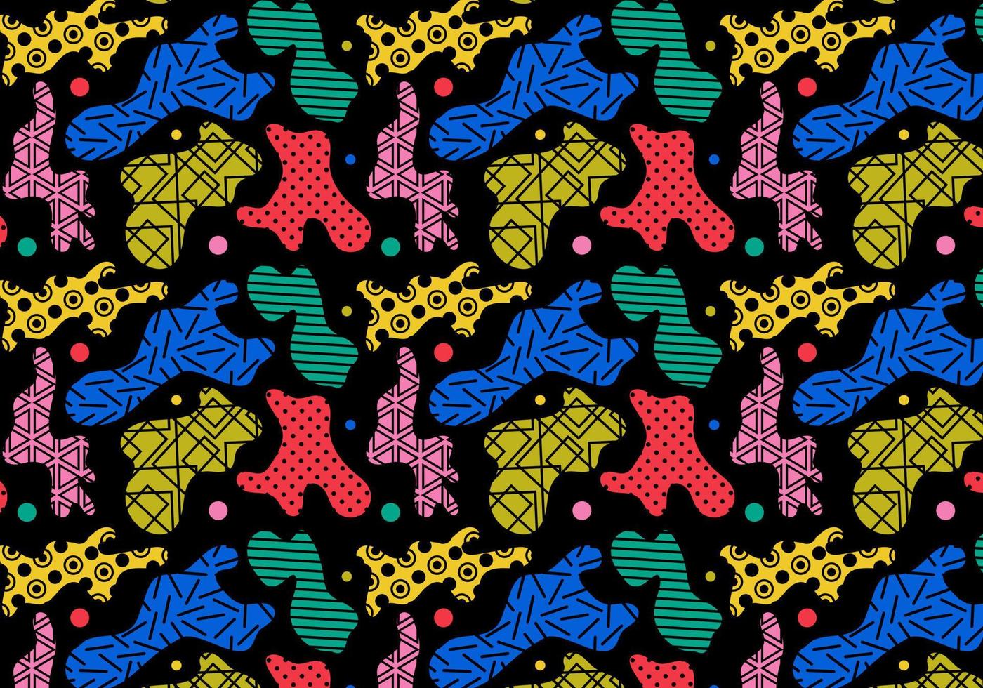 Abstract Seamless Geometric Pattern, Doodle Concept, with a colorful bright design. vector