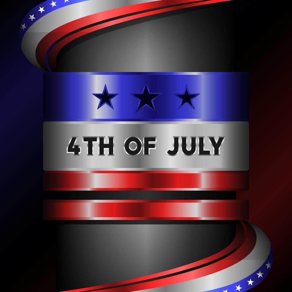 Happy independence day 4th of july, elegant looking flag shaped ring concept, vector illustration