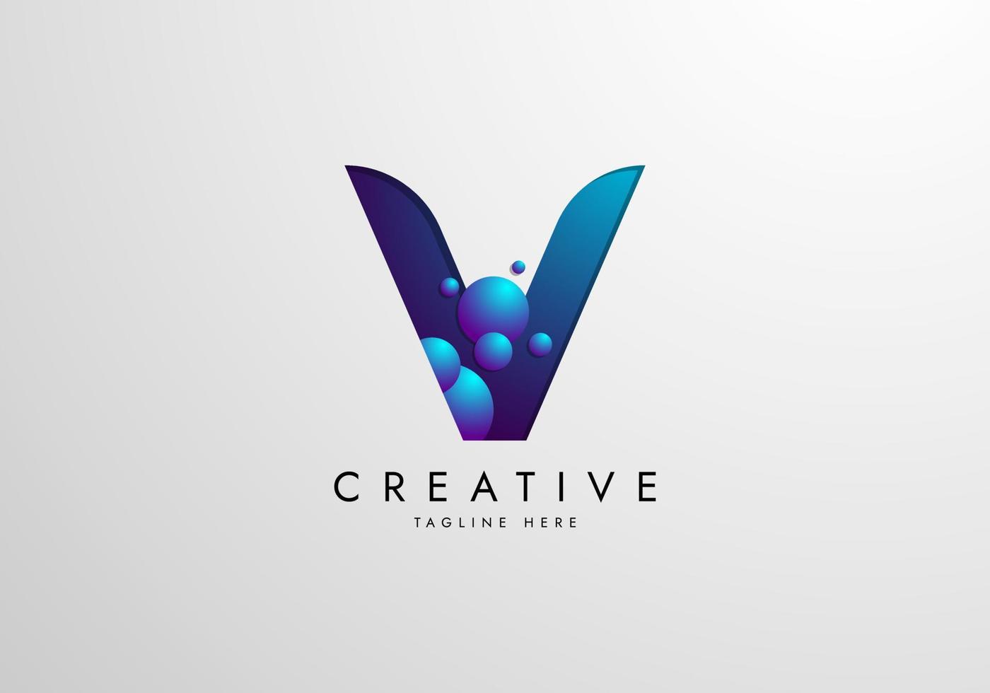 Letter V logo combined with gradient colored bubbles, logo Design Template vector