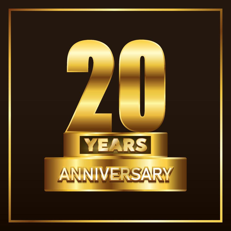 20 years anniversary logotype trophy. Gold anniversary celebration emblem design for booklet, pamphlet, magazine, brochure, poster, web, invitation or greeting card. Vector illustration