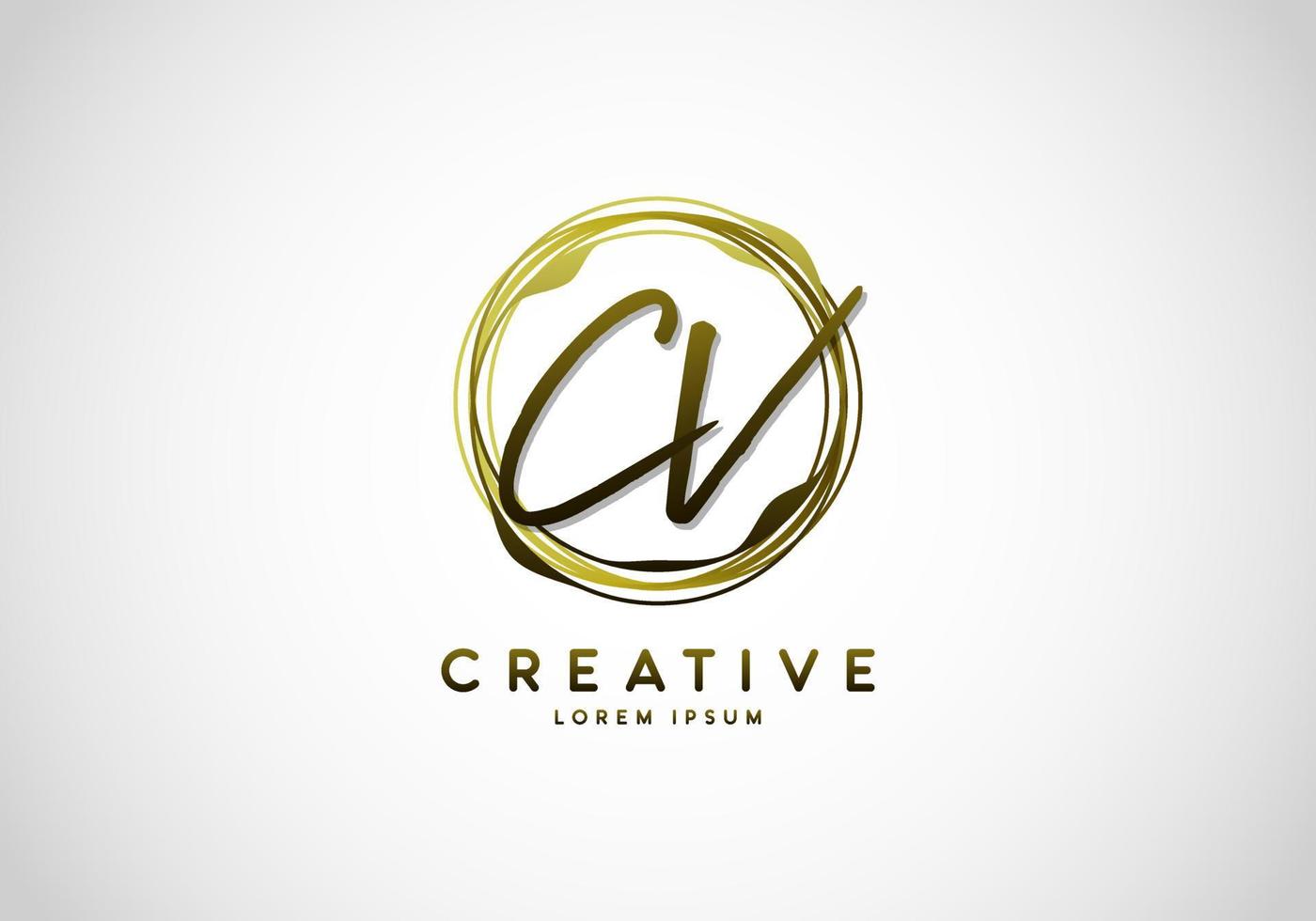 Initial CV Letter Handwriting Stylish Signature Logo vector