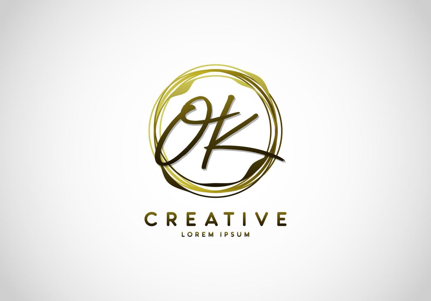 Initial OK Letter Handwriting Stylish Signature Logo vector