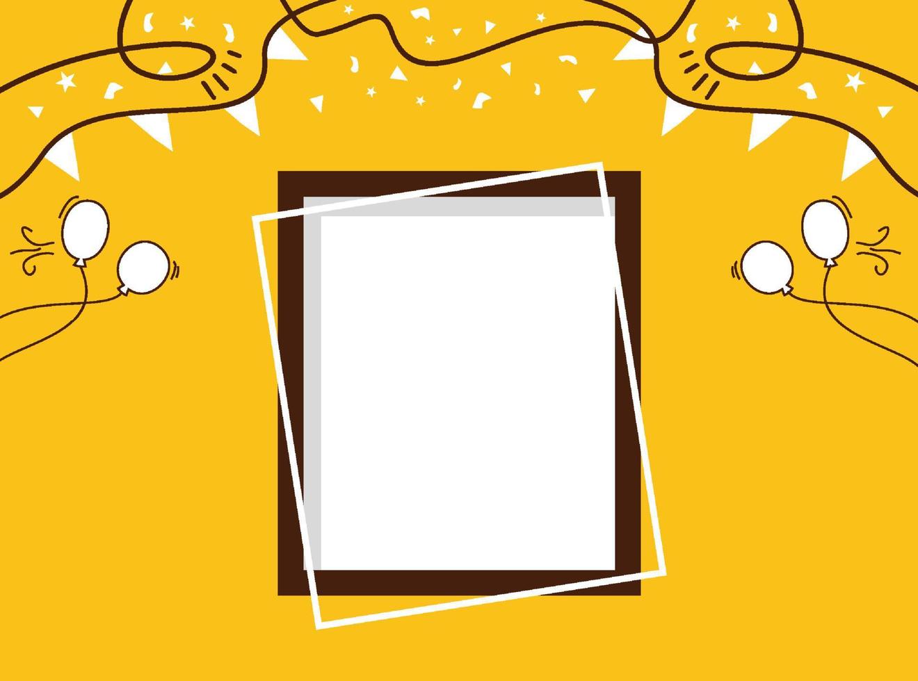 Brown photo frame design with party background vector