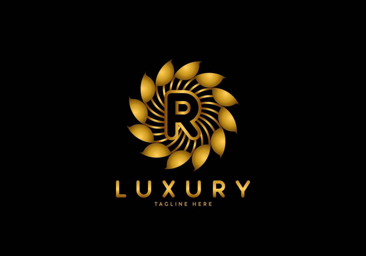 Letter R Golden Flower Luxury Logo vector