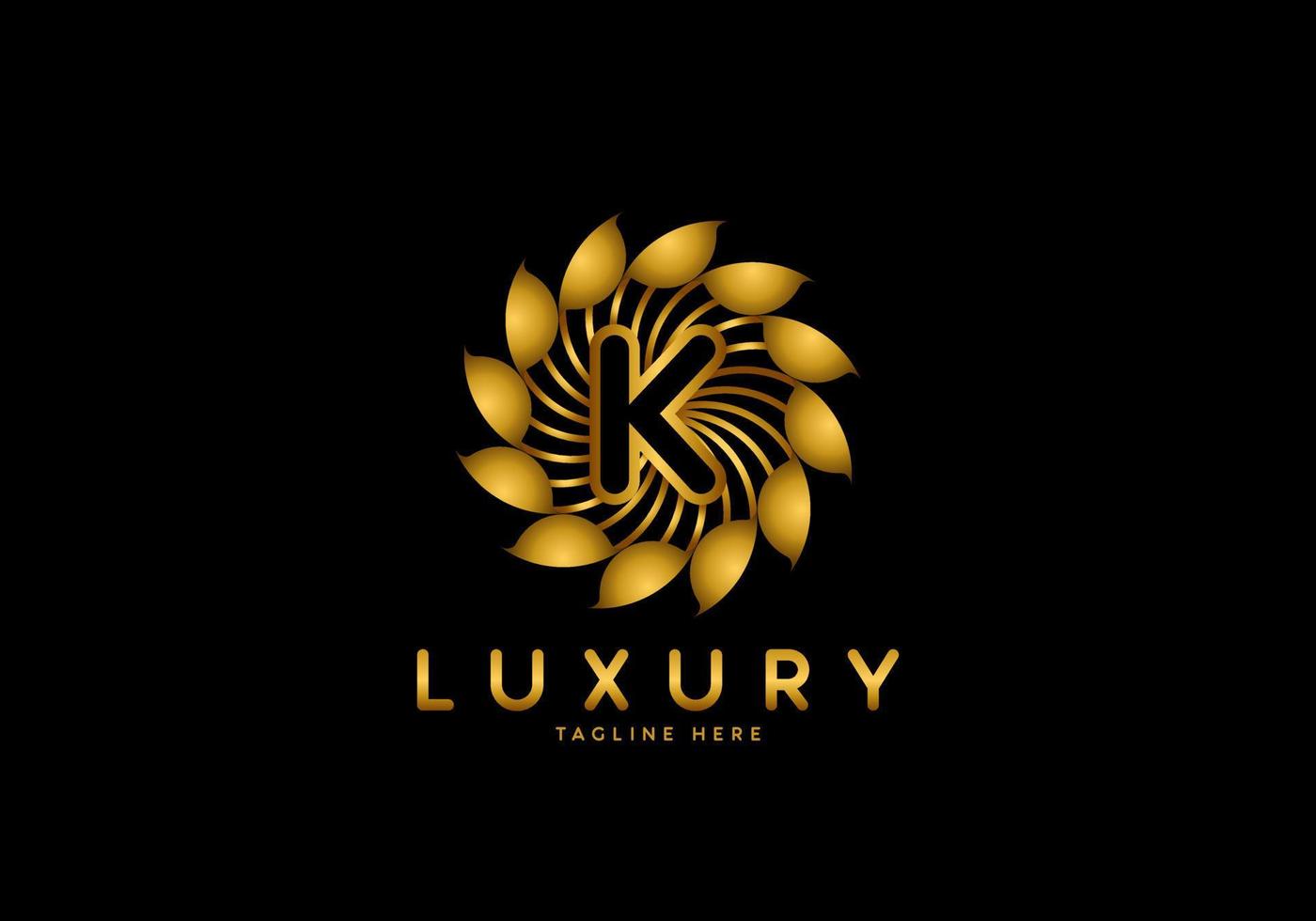 Letter K Golden Flower Luxury Logo vector