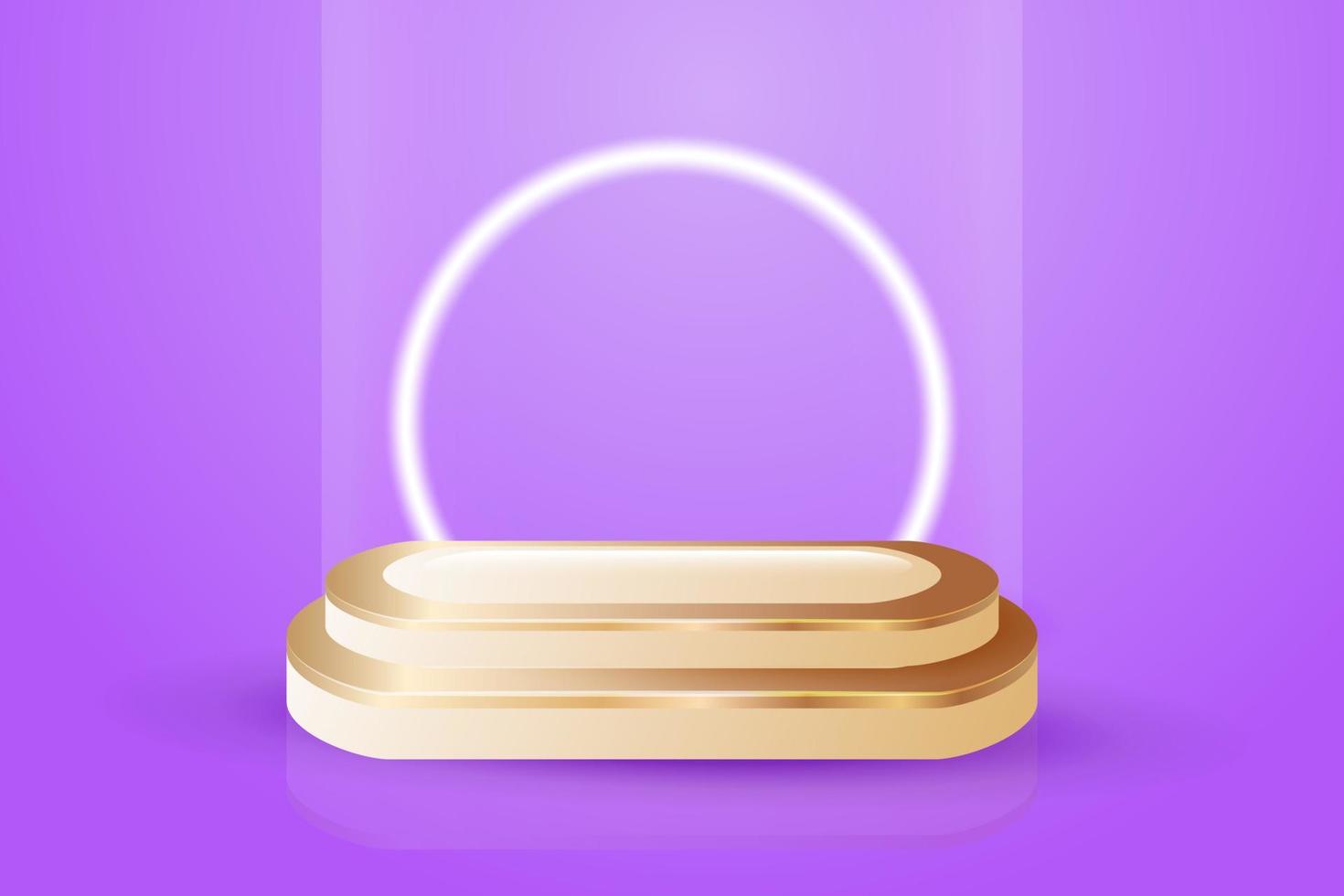 3d background product shows a luxury gold podium scene with glowing neon decoration, geometric platform rendering to show the product vector