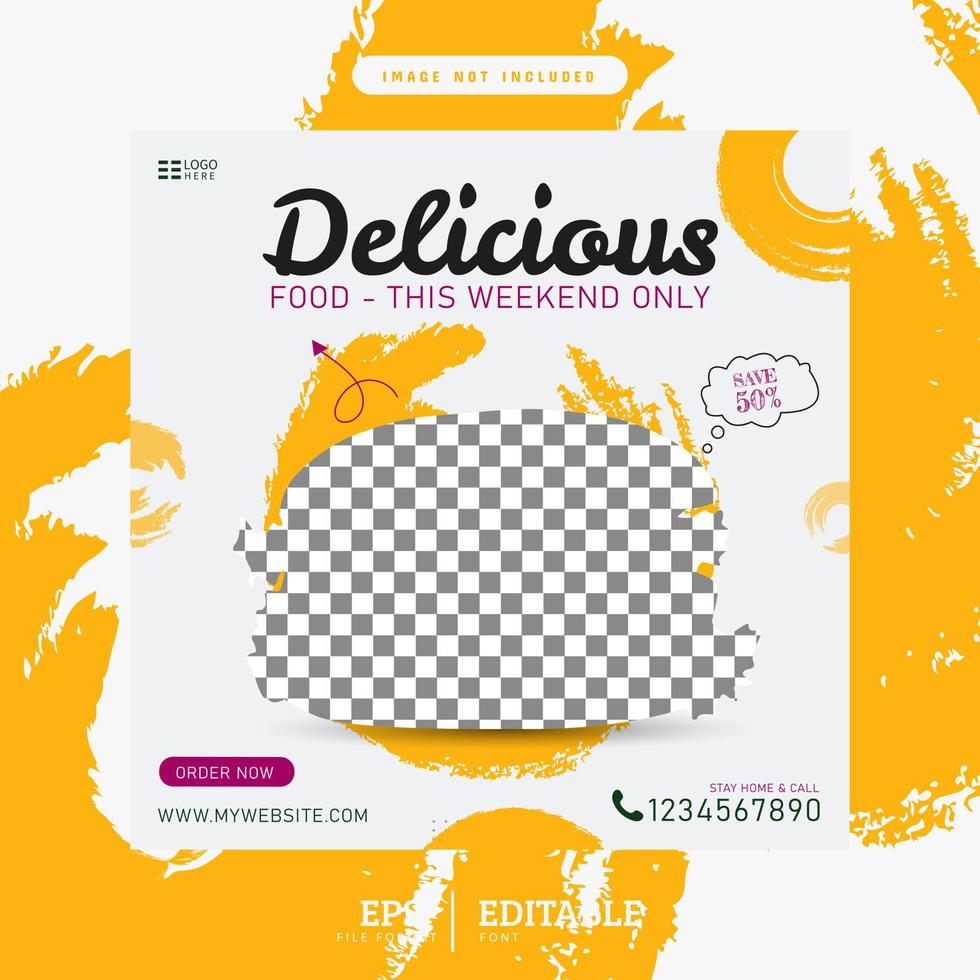 Delicious food social media banner poster template vector