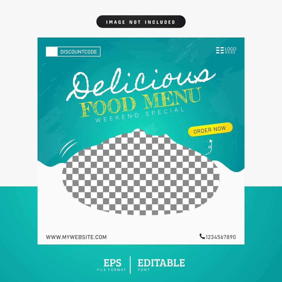 Delicious food menu and restaurant social media banner vector