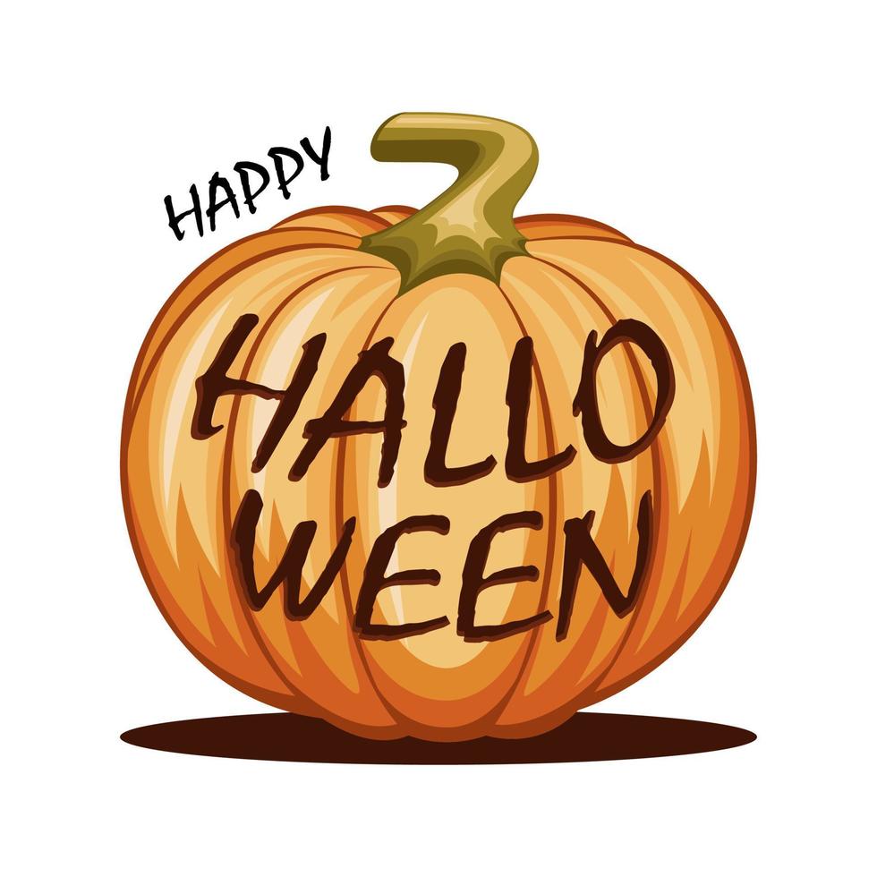 Pumpkin with hole saying halloween, halloween special pumpkin icon on white background. vector