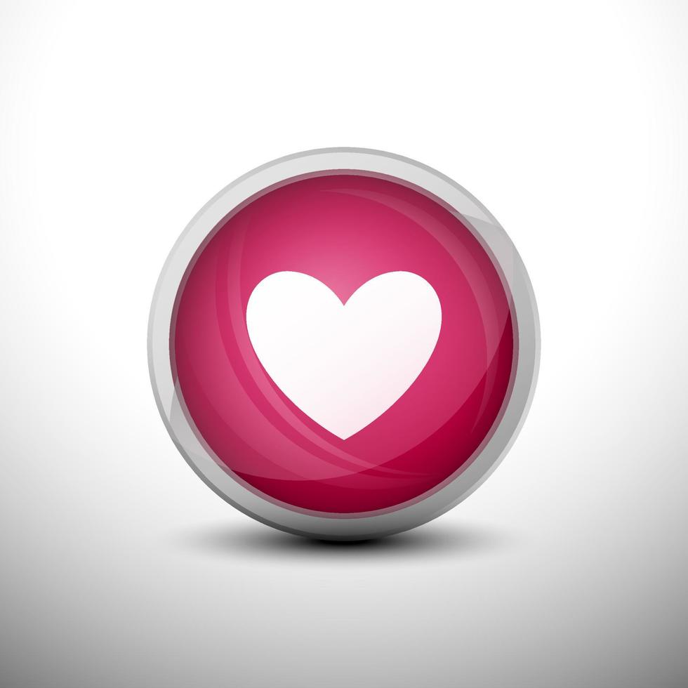 Heart in 3D Shiny Pink Keys for web Icons, Education Icons and Punctuation Icons. Vector Illustration