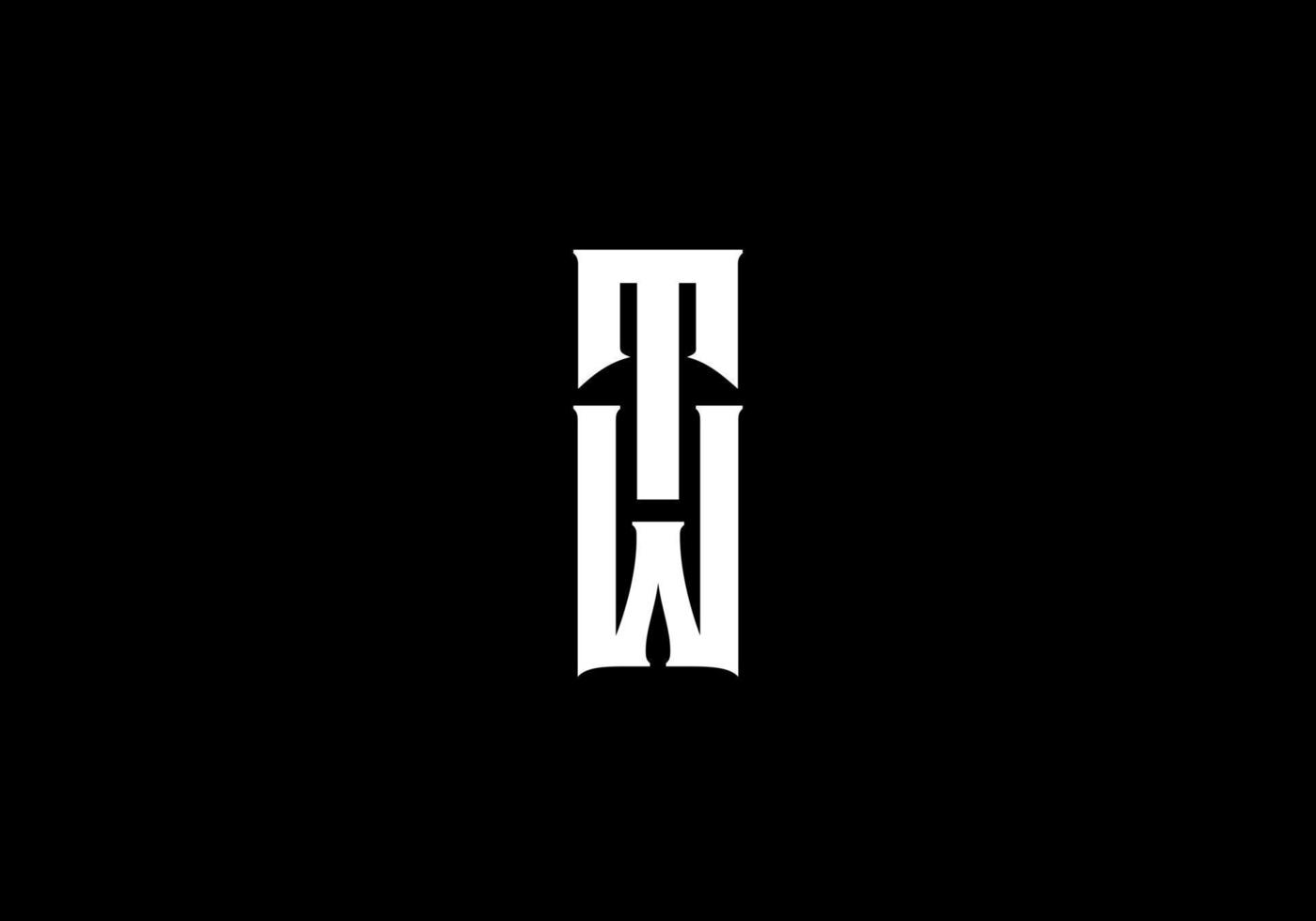 Initial Letter TW vertical parallel minimalist vector