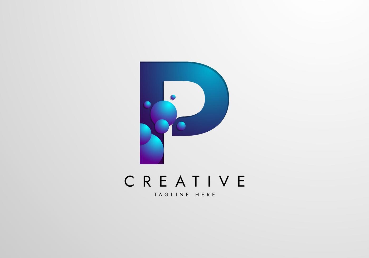 Letter P logo combined with gradient colored bubbles, logo Design Template vector