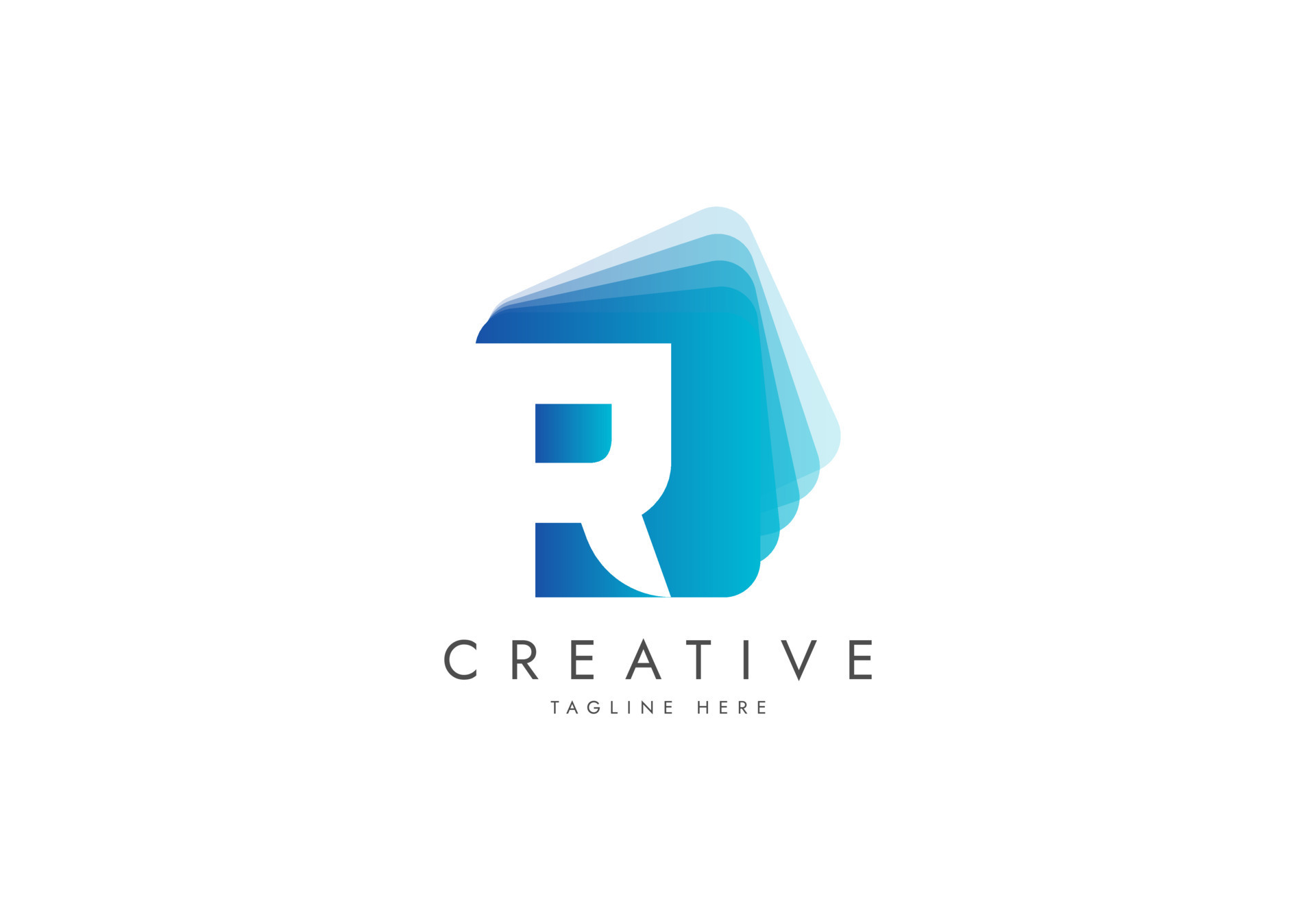 Letter R Digital Media Logo, Isolated with pile of digital software ...