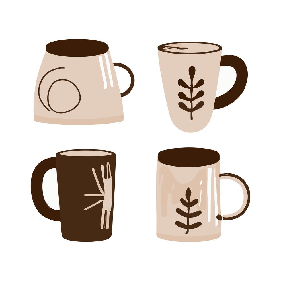 conjunto de diseño dibujado a mano de taza de café, estilo garabato. vector. vector