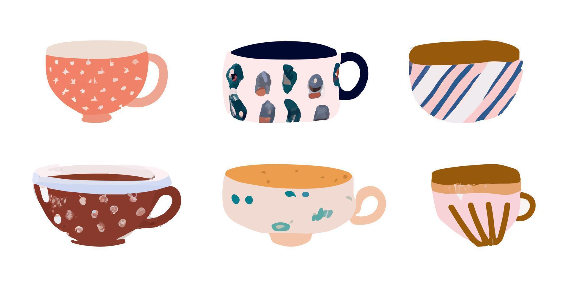 Coffee cup Hand drawn design set, doodle style. Vector. vector